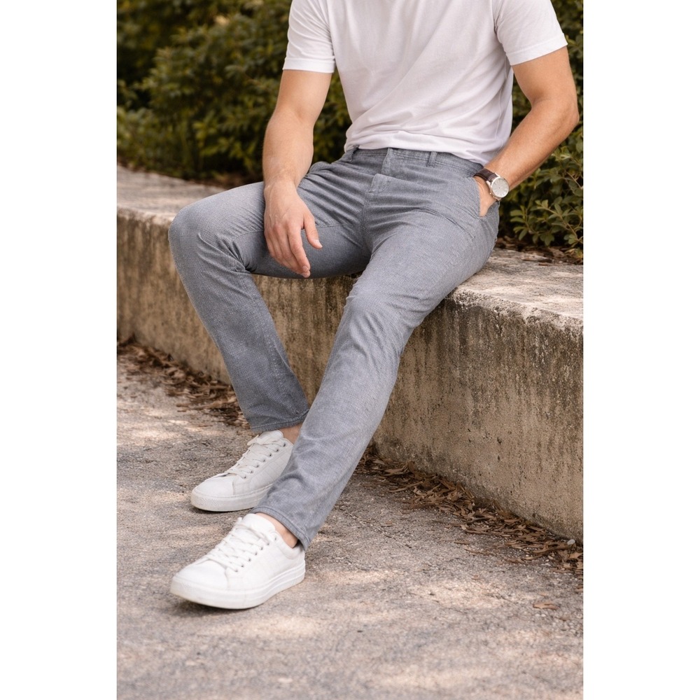 Hollister Skinny Chino Mens 31x32 Grey Epic Flex Micro‎ Pattern Stretch Pants